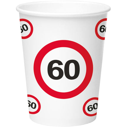 Feestbazaar Papieren Bekers Verkeersbord 60 Jaar - 8 Stuks