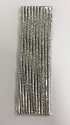 Feestbazaar Papieren Glitter Rietjes Zilver (10st)