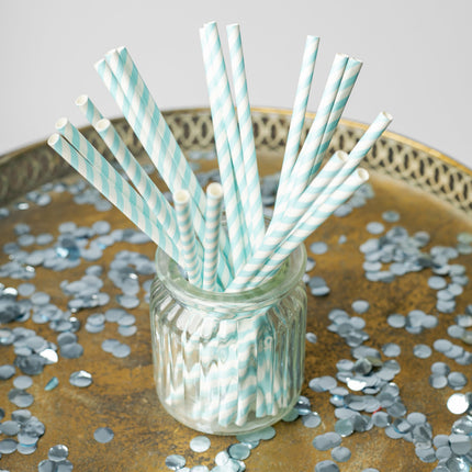 Feestbazaar Papieren rietjes babyblauw 20 stuks