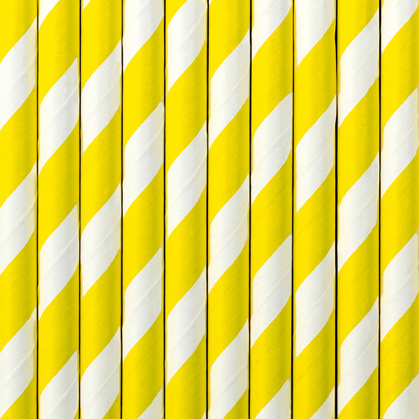 Feestbazaar Papieren Rietjes Geel/Wit (10st)