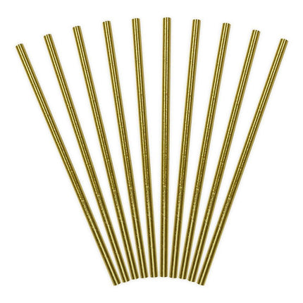 Feestbazaar Papieren Rietjes Goud - 10 Stuks