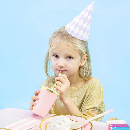 Feestbazaar Papieren Rietjes Goud/Wit Gestreept (10st)