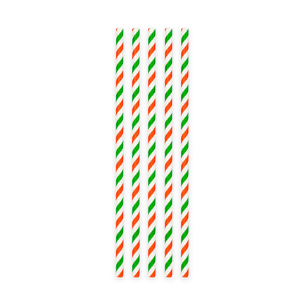 Feestbazaar Papieren Rietjes Groen/Wit/Rood (20st)