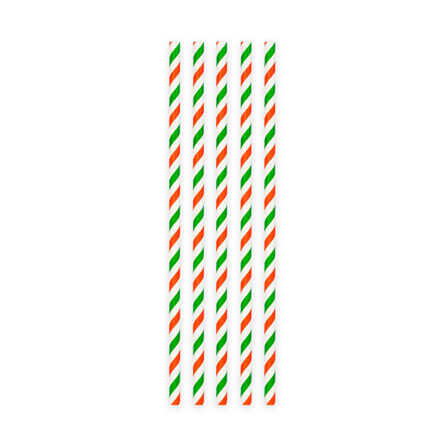 Feestbazaar Papieren Rietjes Groen/Wit/Rood (20st)