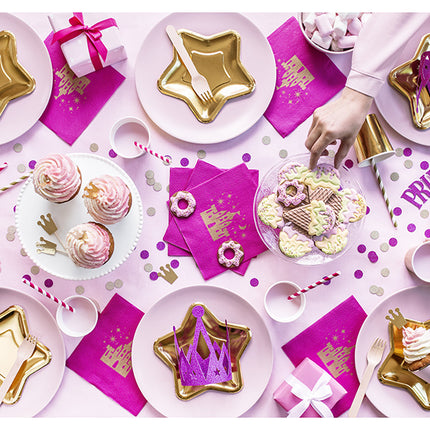 Feestbazaar Papieren rietjes Pink/Wit gestreept 10 stuks