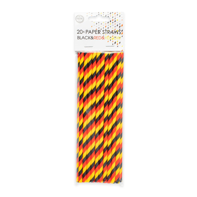 Feestbazaar Papieren Rietjes Rood/Geel/Zwart (20st)