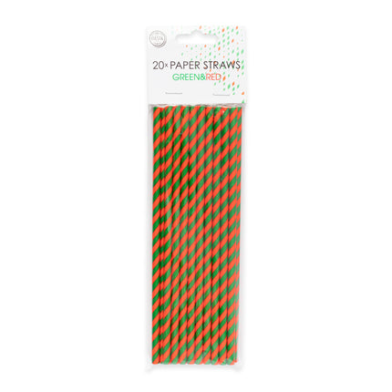 Feestbazaar Papieren Rietjes Rood/Groen (20st)