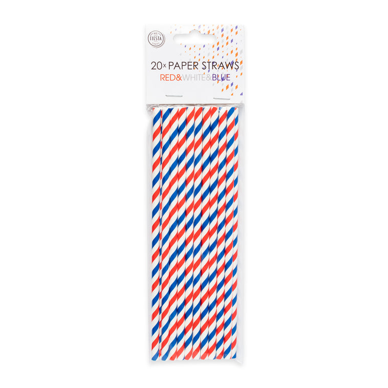Feestbazaar Papieren Rietjes Rood/Wit/Blauw (20st)