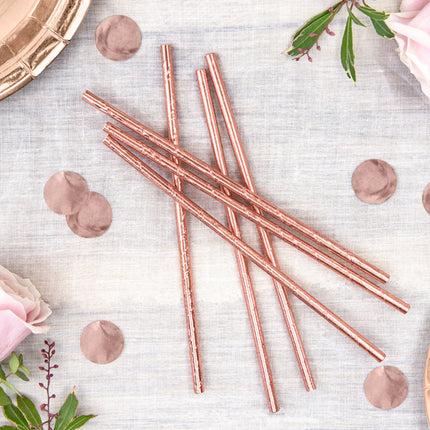 Feestbazaar Papieren Rietjes Roségoud (20st)