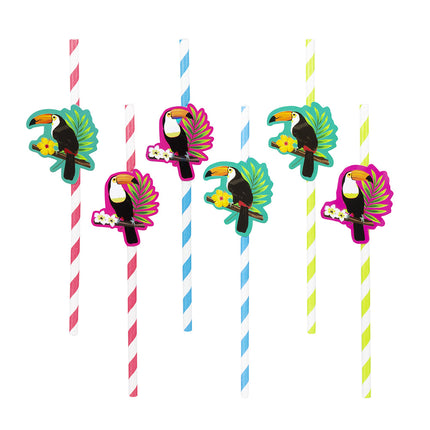 Feestbazaar Papieren Rietjes Set Toekan (6st)