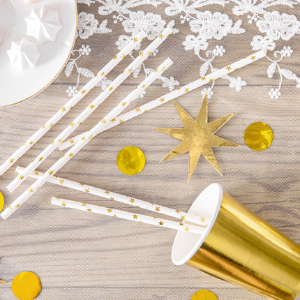Feestbazaar Papieren Rietjes Sterretjes Goud