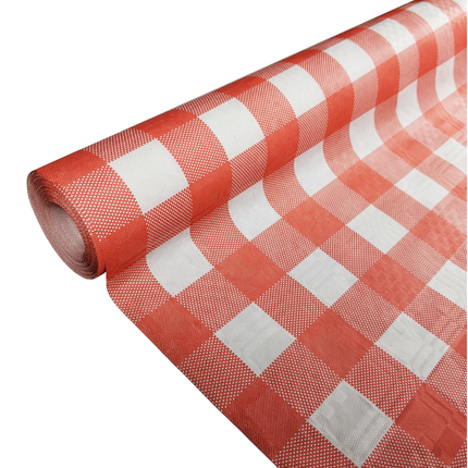 Feestbazaar Papieren Tafelkleed Rood/Wit Geblokt (1,19x8m)