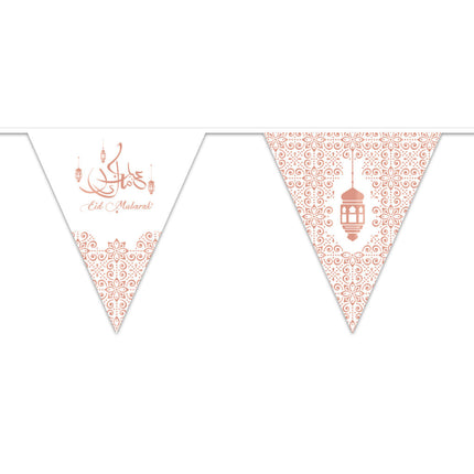 Feestbazaar Papieren Vlaggenlijn Eid Mubarak Rosé Goud (4,5m)