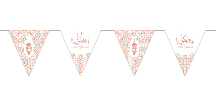 Feestbazaar Papieren Vlaggenlijn Eid Mubarak Rosé Goud (4,5m)