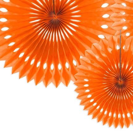 Feestbazaar Papieren Waaiers Set Oranje 3-delig