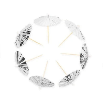 Feestbazaar Parasol Prikkers Metallic Zilver (10st)