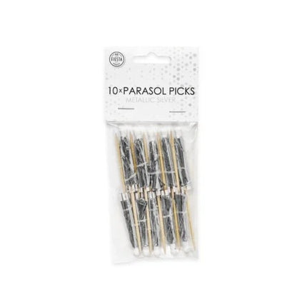 Feestbazaar Parasol Prikkers Metallic Zilver (10st)