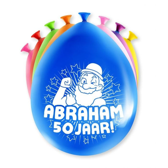 Feestbazaar Party Ballonnen Abraham 50 Jaar - 8 Stuks