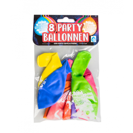 Feestbazaar Party Ballonnen Gefeliciteerd - 8 Stuks
