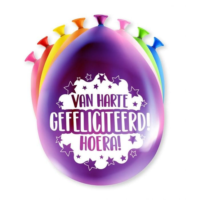 Feestbazaar Party Ballonnen Gefeliciteerd - 8 Stuks