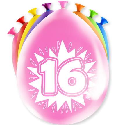 Feestbazaar Party Ballonnen Hoera 16 jaar (8st)