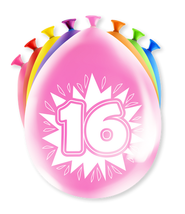 Feestbazaar Party Ballonnen Hoera 16 jaar (8st)