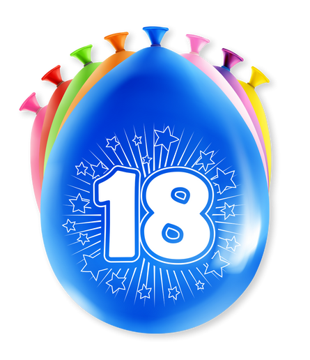 Feestbazaar Party Ballonnen Hoera 18 Jaar (8st)
