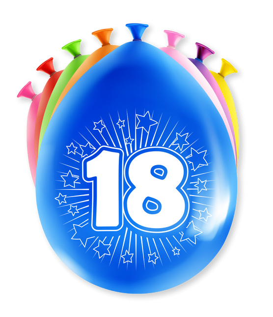 Feestbazaar Party Ballonnen Hoera 18 Jaar (8st)