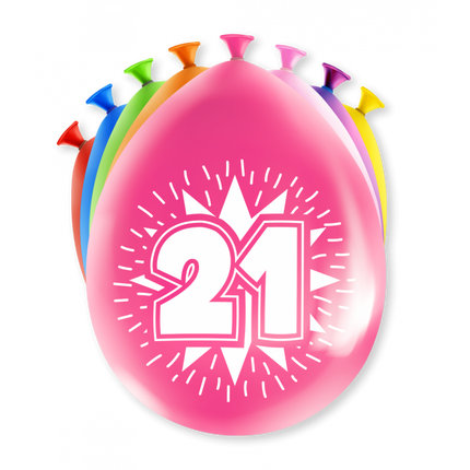 Feestbazaar Party Ballonnen Hoera 21 jaar (8st)