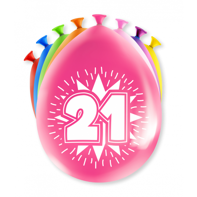 Feestbazaar Party Ballonnen Hoera 21 jaar (8st)