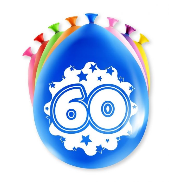 Feestbazaar Party Ballonnen Hoera 60 Jaar - 8 Stuks