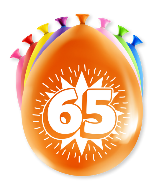 Feestbazaar Party Ballonnen Hoera 65 Jaar (8st)