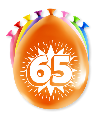 Feestbazaar Party Ballonnen Hoera 65 Jaar (8st)