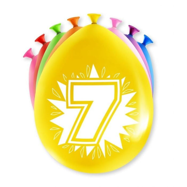 Feestbazaar Party Ballonnen Hoera 7 Jaar - 8 Stuks