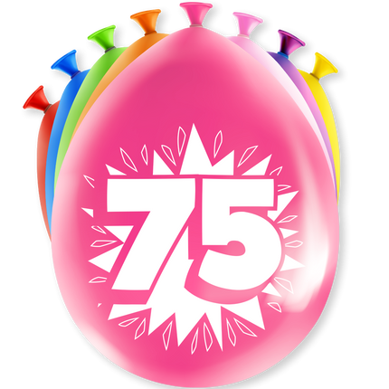 Feestbazaar Party Ballonnen Hoera 75 Jaar - 8 Stuks