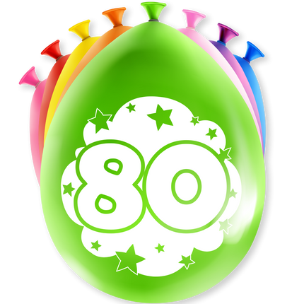 Feestbazaar Party Ballonnen Hoera 80 Jaar (8st)