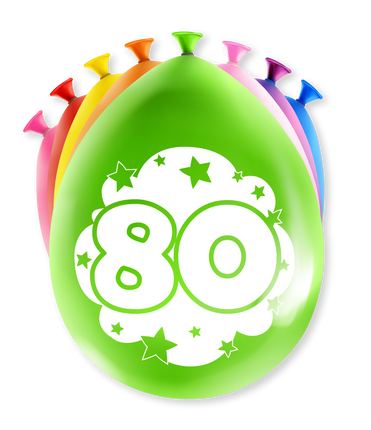 Feestbazaar Party Ballonnen Hoera 80 Jaar (8st)