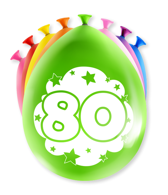 Feestbazaar Party Ballonnen Hoera 80 Jaar (8st)