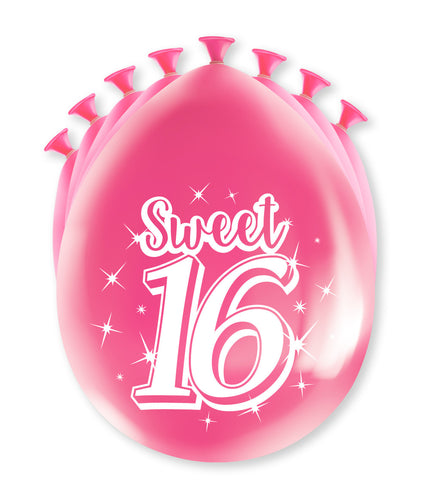 Feestbazaar Party Ballonnen Sweet 16 (8st)
