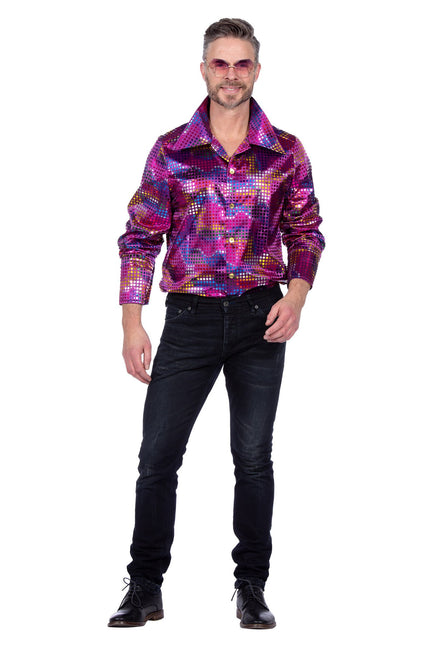 Feestbazaar Party Blouse Folie Pailletten Paars