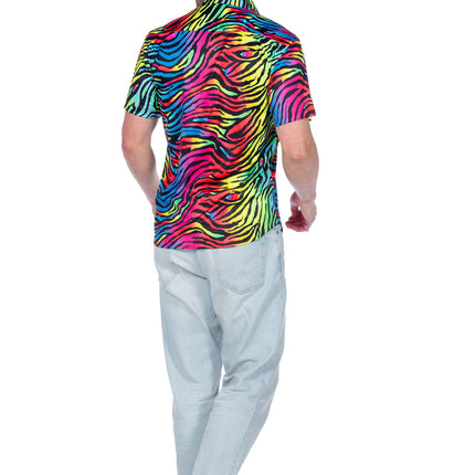 Feestbazaar Party Blouse Heren Neon Zebra