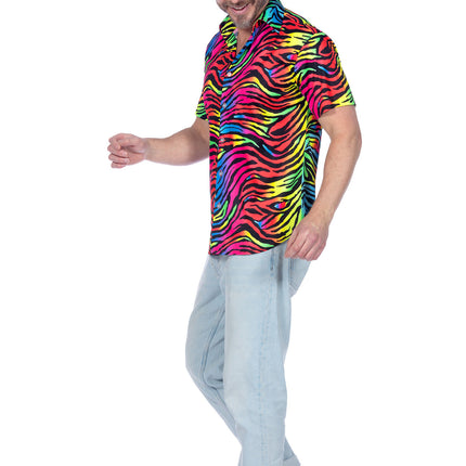 Feestbazaar Party Blouse Heren Neon Zebra