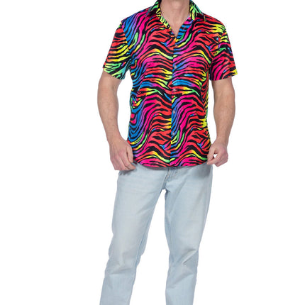 Feestbazaar Party Blouse Heren Neon Zebra