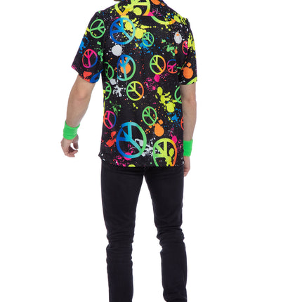 Feestbazaar Party Blouse Heren Peace Hippie Neon