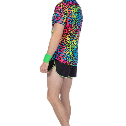 Feestbazaar Party Blouse Heren Regenboog Neon Panter