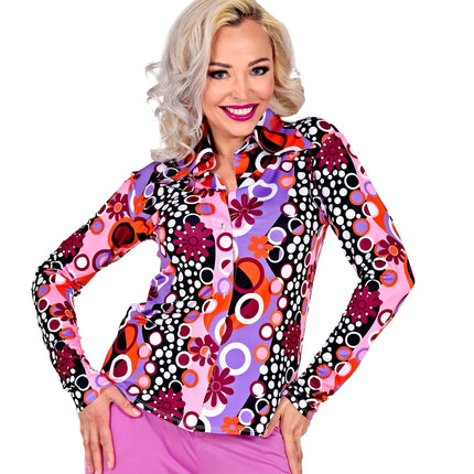 Feestbazaar Party Blouse Paars 70's Groovy Dames