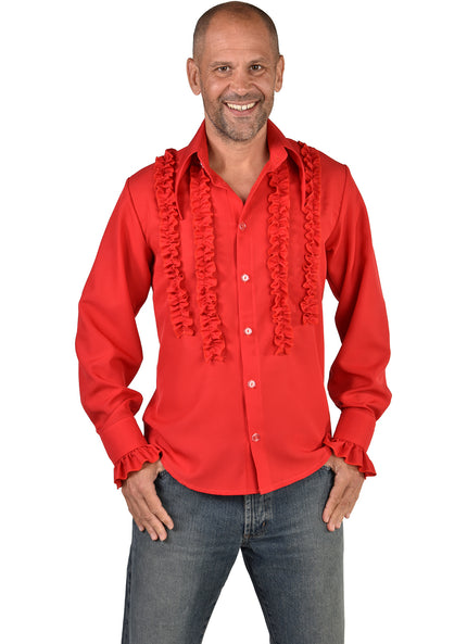 Feestbazaar Party Blouse Rouches Zijden Rood