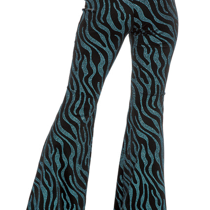 Feestbazaar Party Glitter Broek Velvet Waves Aqua