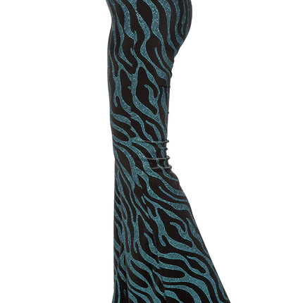 Feestbazaar Party Glitter Broek Velvet Waves Aqua