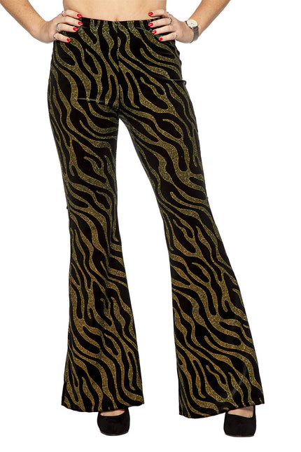 Feestbazaar Party Glitter Broek Velvet Waves Goud